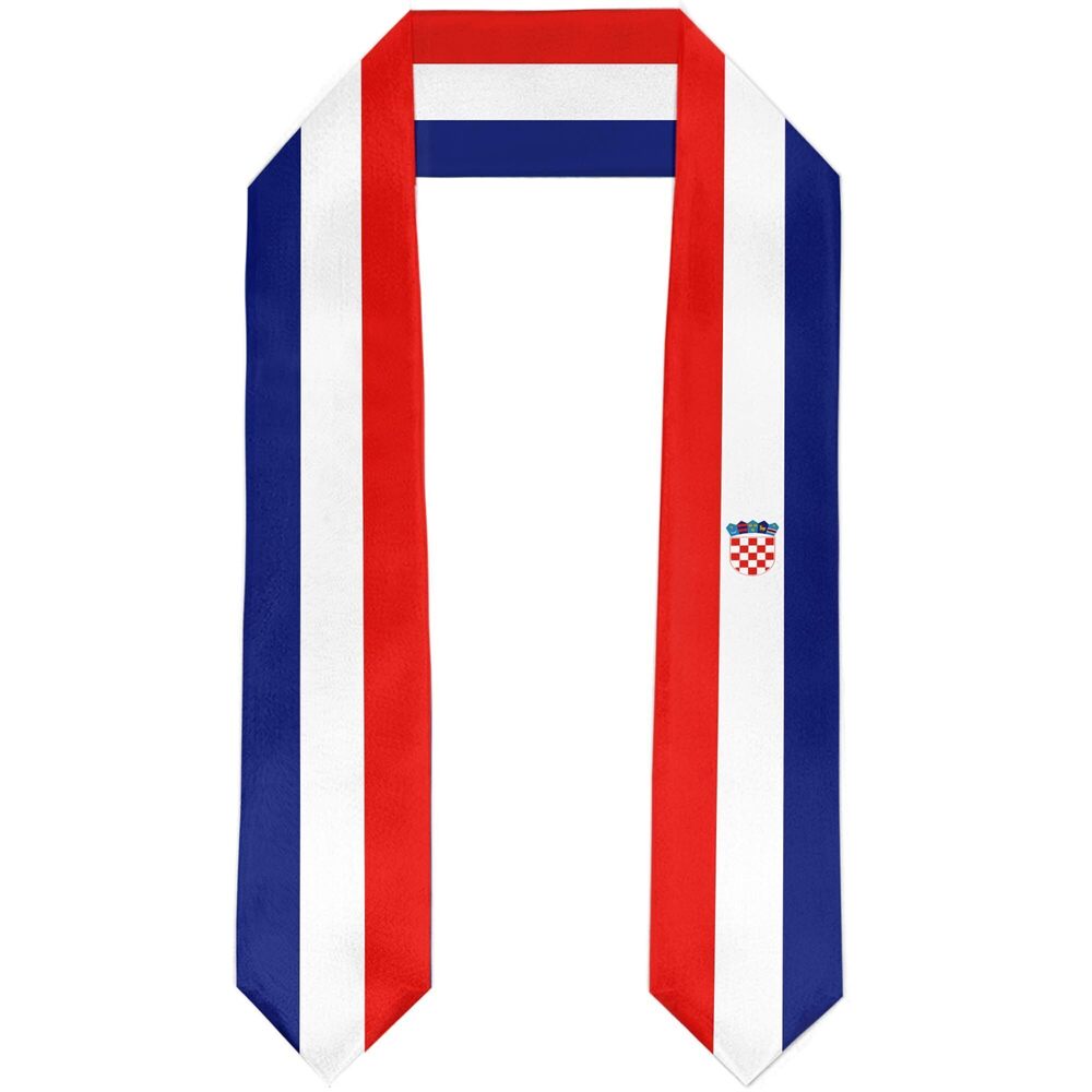 7302 Croatia Flag Graduation Stole Satin Sash Scarf for Study Aboard